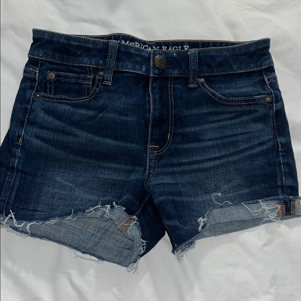 American Eagle Outfitters Blue Jean Shorts Distressed Cut-Off